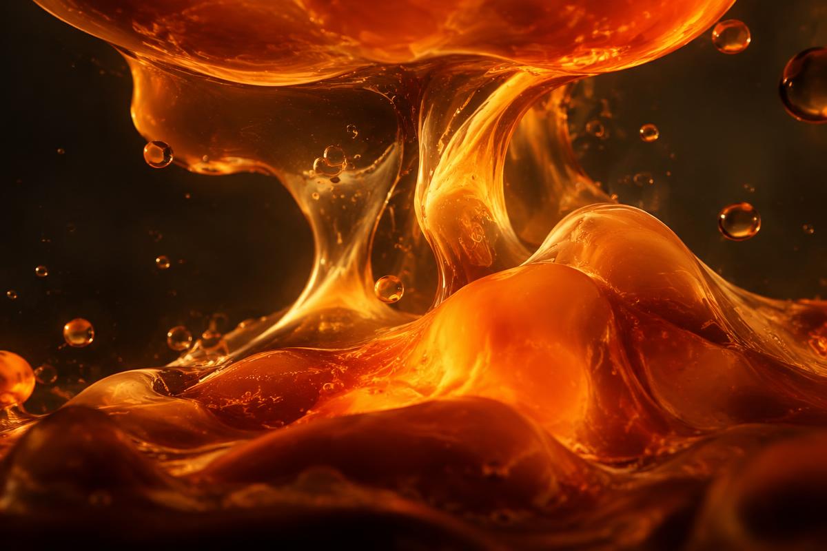 Abstract glowing orange lava-like fluid detail